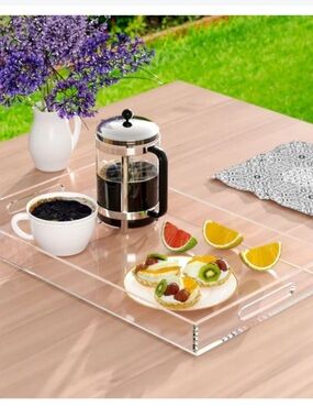 Clear Acrylic Serving Tray with Built-in Handles - NEW IN BOX 16” x 20”